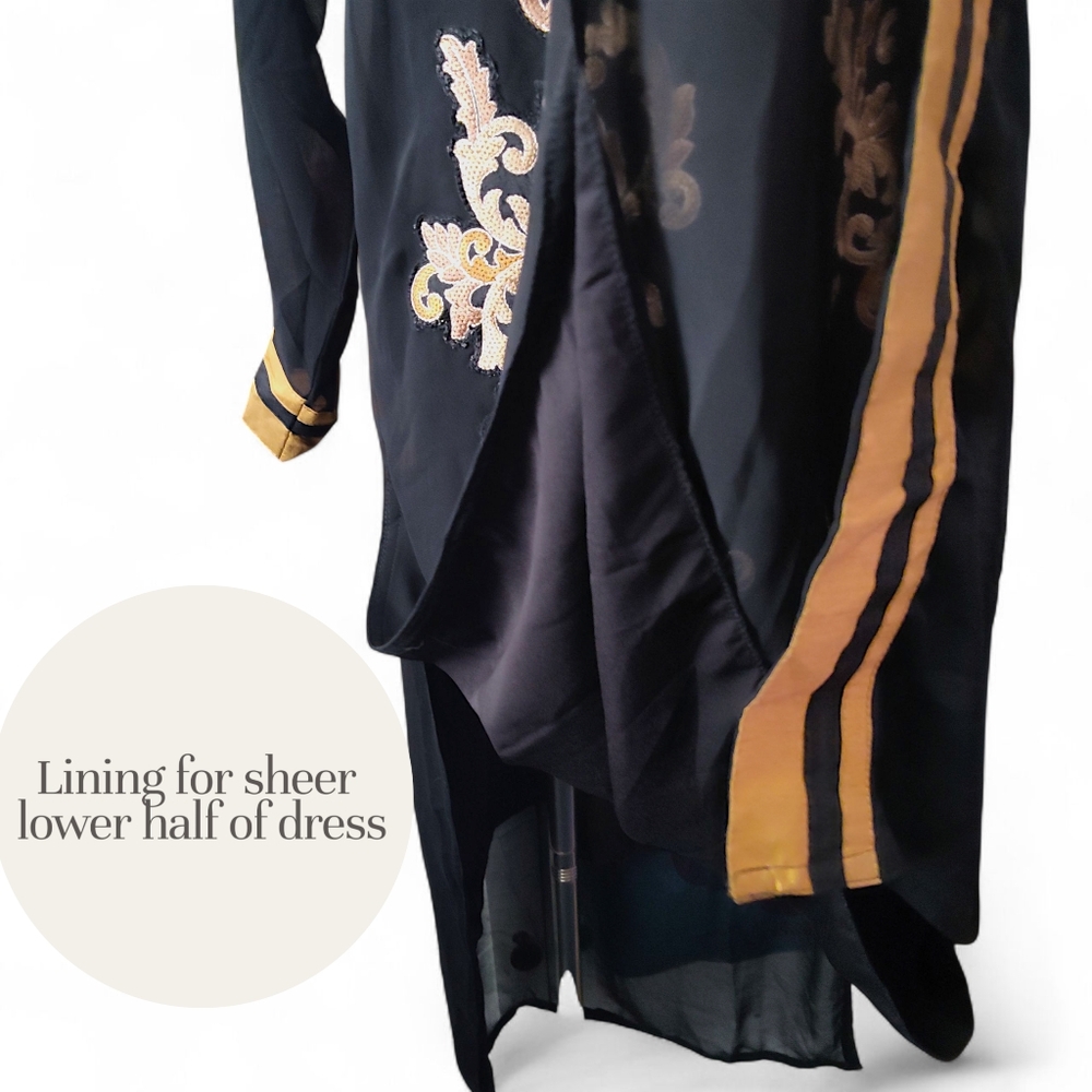 Vintage Kajree Kaftan Embroidered Detailing Black / Tan Womens Size Large - Picture 6 of 11